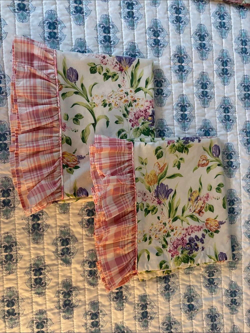 Vintage Laura Ashley 90s Cotton Blend Floral Pillowcases
